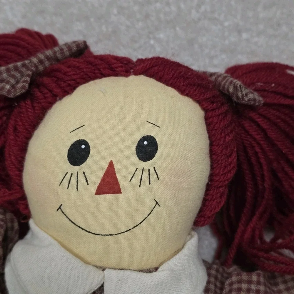 Vtg Handmade Raggedy Ann Doll Gingerbread Man 18 in Hanging‎ Shelf Sitter Rustic